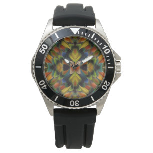 Fractal Design Of Lovebird Feathers Watch