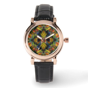 Fractal Design Of Lovebird Feathers Watch