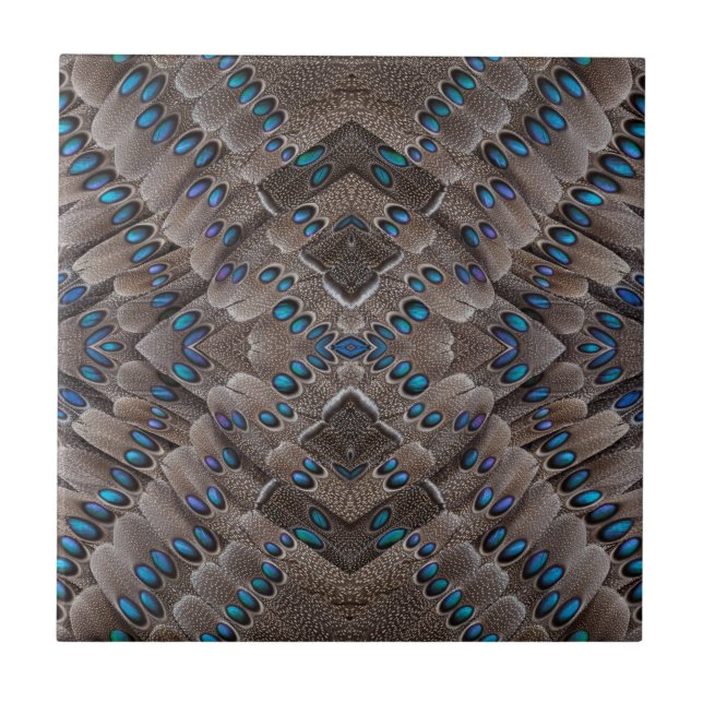 Fractal Design Pheasant Feather Ceramic Tile (Front)