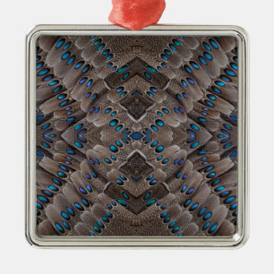 Fractal Design Pheasant Feather Metal Ornament