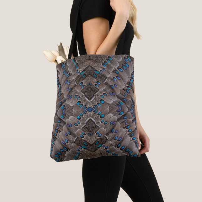 Fractal Design Pheasant Feather Tote Bag (Close Up)