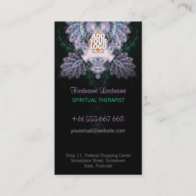 Fractal Diamond Rose Black Business Card (Front)