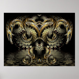 Fractal DragonOwl Poster