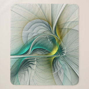 Fractal Evolution, Golden Turquoise Abstract Art Sherpa Blanket