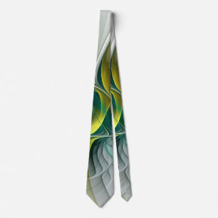Fractal Evolution, Golden Turquoise Abstract Art Tie