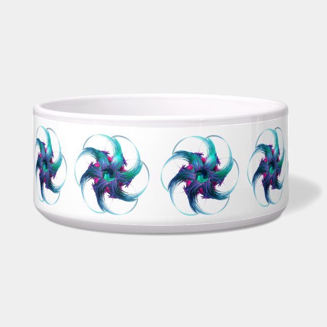 Fractal Fantasy Swirls Ceramic Pet Bowl (Front)