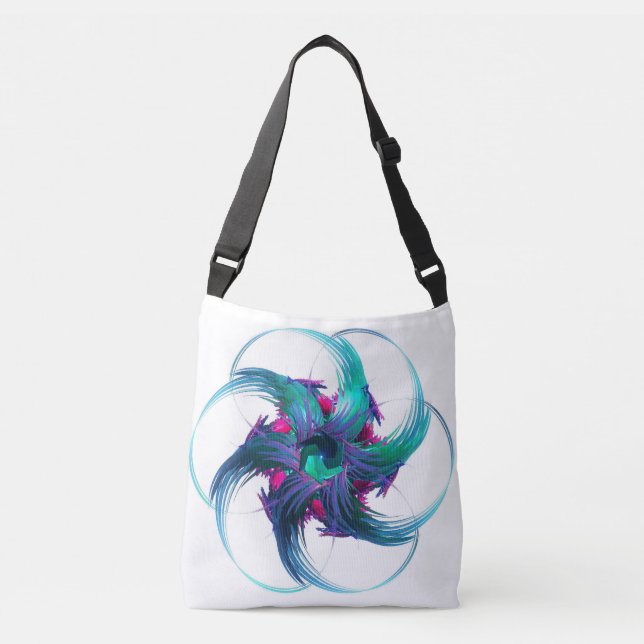 Fractal Fantasy Swirls Crossbody Bag (Front)