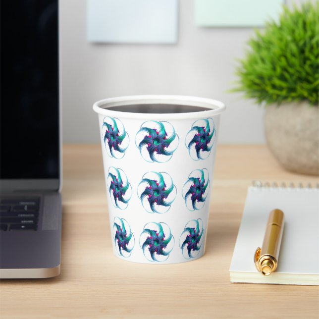Fractal Fantasy Swirls Paper Cups (Insitu)
