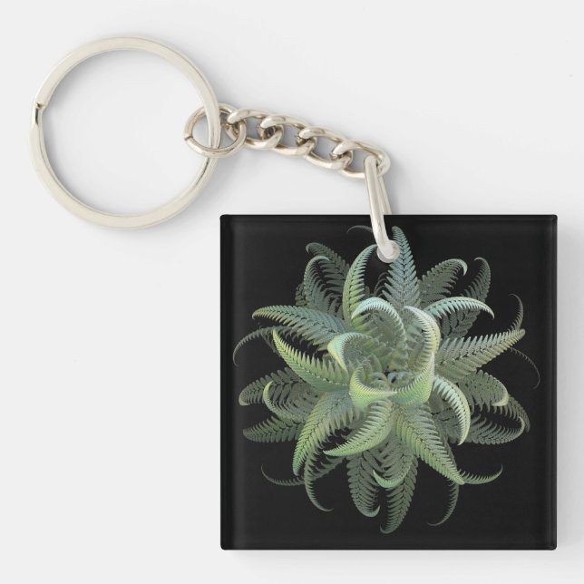 Fractal Fern Bloom  Key Ring (Front)
