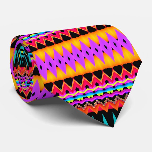 Fractal Fiesta Bright Colours Tie (Rolled)