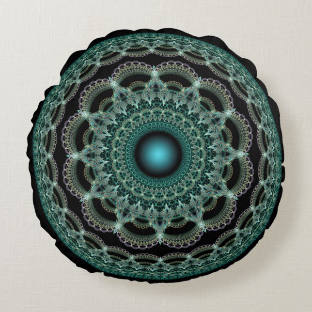 Fractal filigreed round decoration cushion (Front)