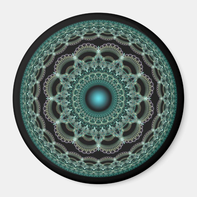Fractal filigreed round decoration magnet (Front)