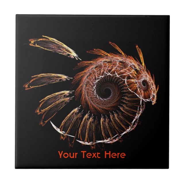 Fractal Firebird Ceramic Tile (Front)