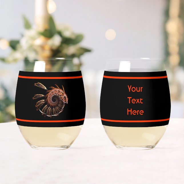 Fractal Firebird Stemless Wine Glass (Insitu (Wedding))
