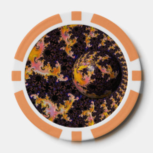 Fractal Firestorm Sphere Poker Chips