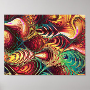 Fractal Fish Pattern Poster