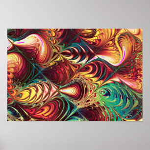 Fractal Fish Pattern Poster