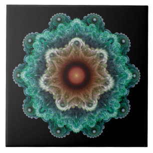 Fractal flamboyant ornament ceramic tile