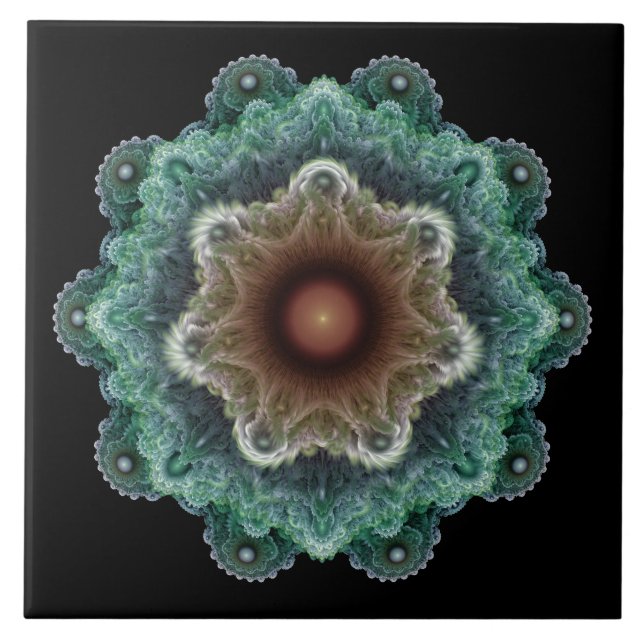 Fractal flamboyant ornament ceramic tile (Front)