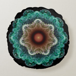 Fractal flamboyant ornament round cushion