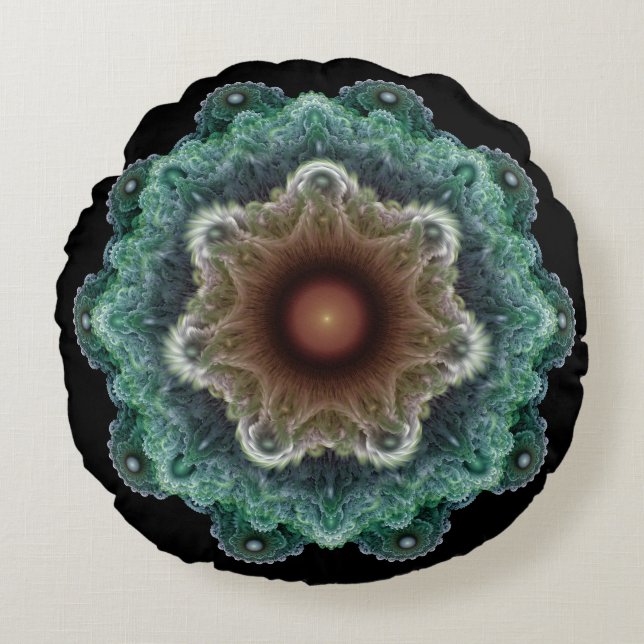 Fractal flamboyant ornament round cushion (Front)