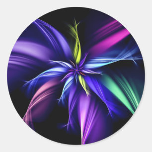 Fractal Flower Colourful Classic Round Sticker