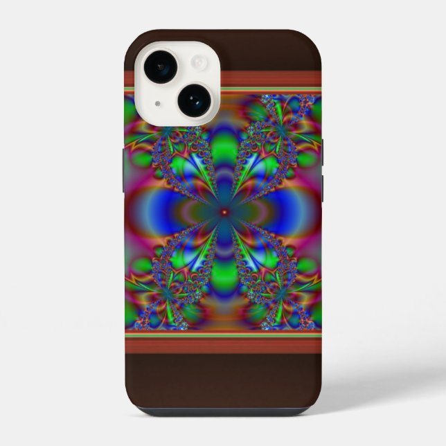 Fractal Flower In Multi Colours  iPhone Case (Back)