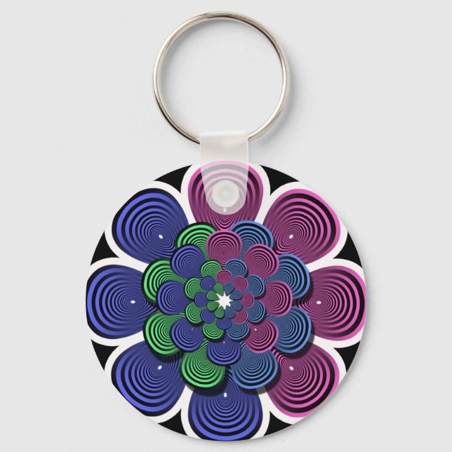 Fractal Flower Key Ring (Front)