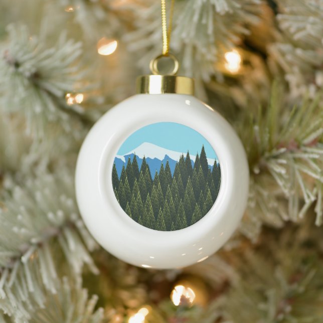 Fractal Forest Ceramic Ball Christmas Ornament (Tree)