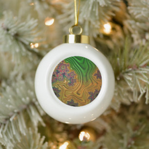 Fractal Forest Ceramic Ball Christmas Ornament