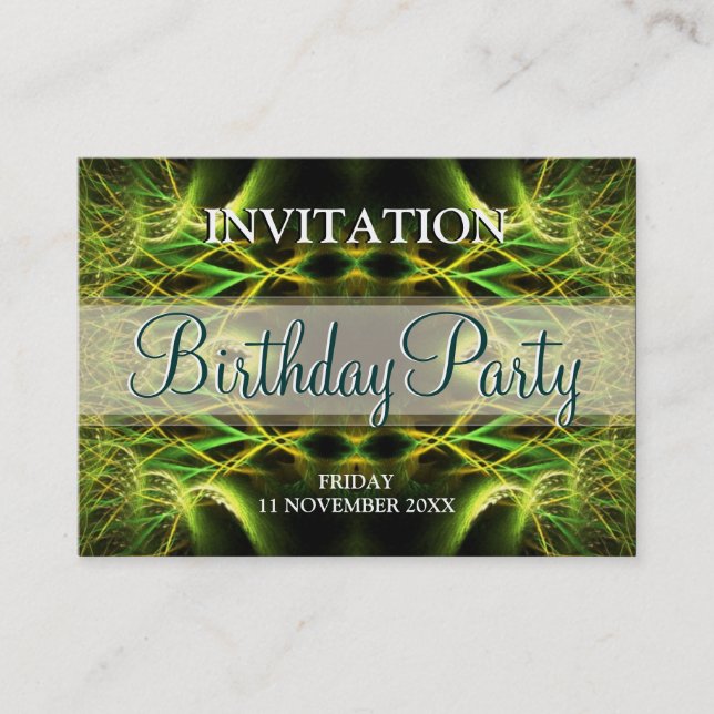 Fractal Forest Mini Birthday Invitations (Front)