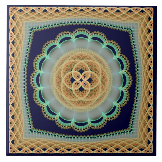 Fractal frilly bright decoration ceramic tile (Front)