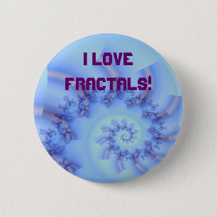 Fractal fun 10, I LOVE FRACTALS! 6 Cm Round Badge