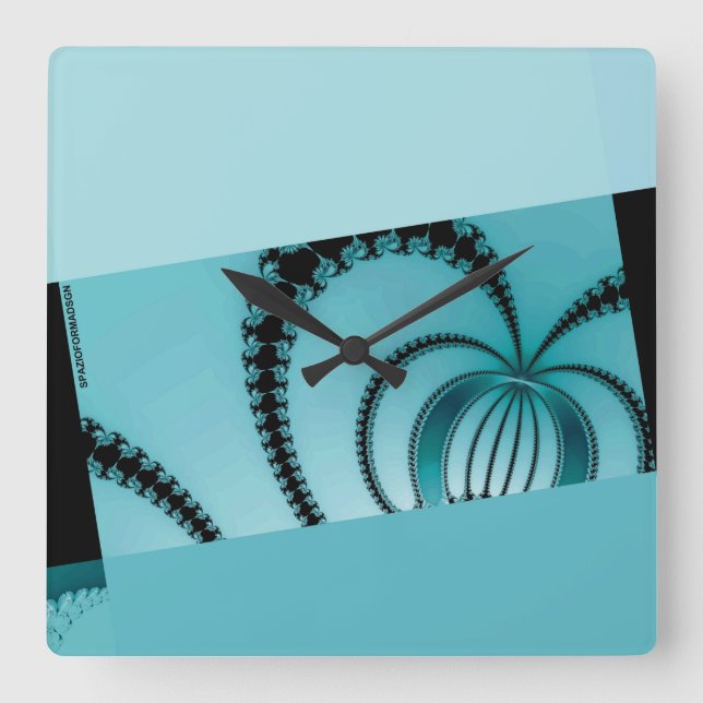 Fractal Garden azure Square Wall Clock (Front)