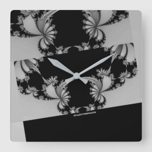 Fractal Garden grey Square Wall Clock
