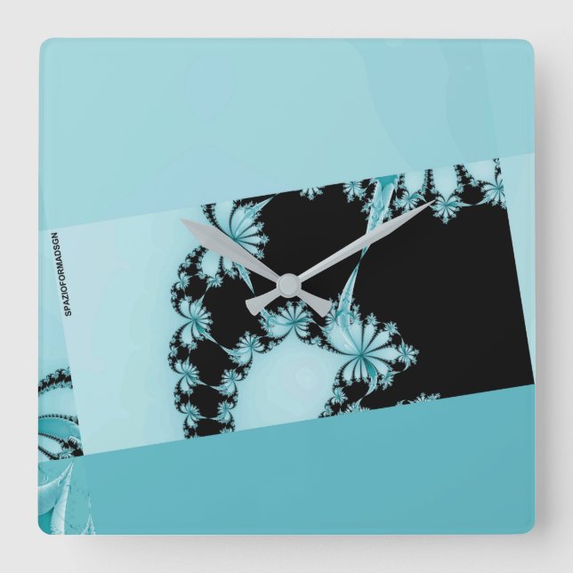 Fractal Garden lagoon Square Wall Clock (Front)