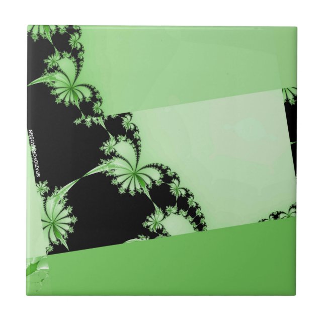 Fractal Garden lime  Ceramic Tile (Front)