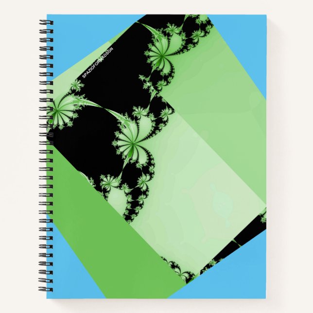 Fractal Garden lime & lagoon Notebook (Front)