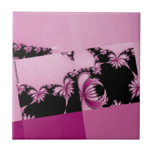 Fractal Garden pink Ceramic Tile
