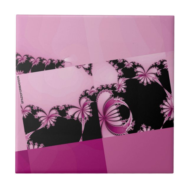 Fractal Garden pink Ceramic Tile (Front)