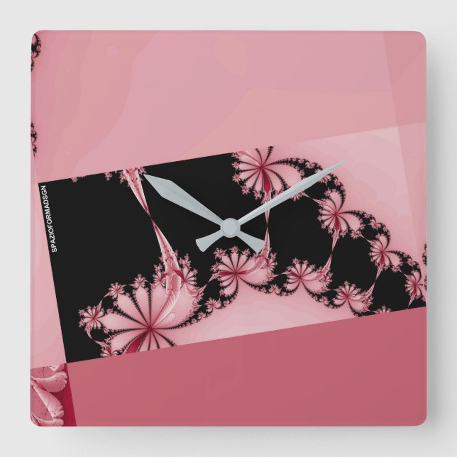 Fractal Garden rose Square Wall Clock (Front)