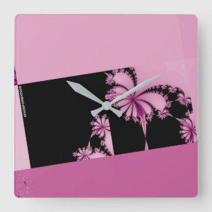 Fractal Garden rose water Square Wall Clock