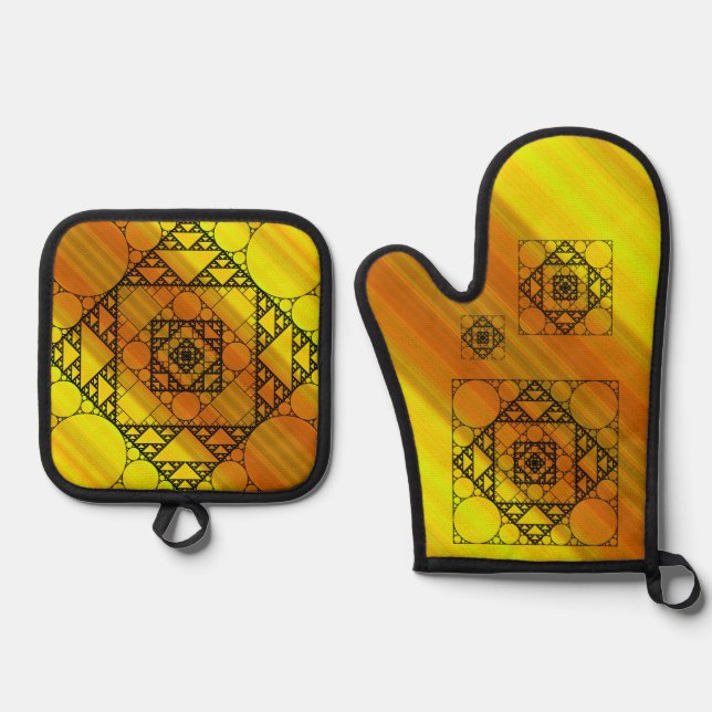 Fractal Geometry Oven Mitt & Pot Holder Set (Front)