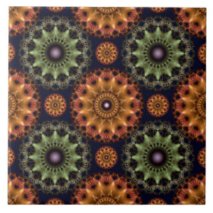 Fractal glossy frilly star pattern ceramic tile