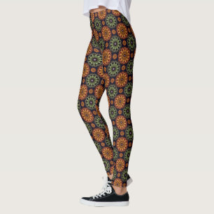 Fractal glossy frilly star pattern leggings