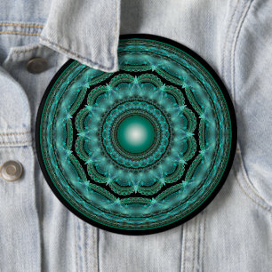 Fractal glossy mandala 6 cm round badge