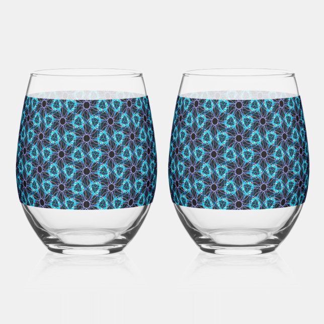 Fractal Glow  Stemless Wine Glass (Right)