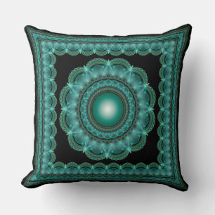 Fractal glowing framed mandala cushion