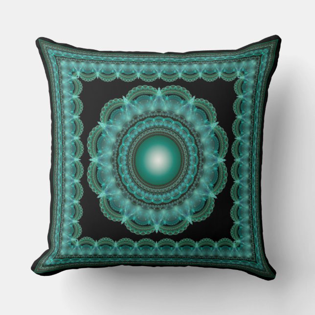 Fractal glowing framed mandala cushion (Front)