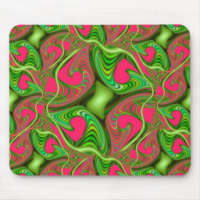 Fractal Gnarl Pink and Lime Mouse Pad (Front)
